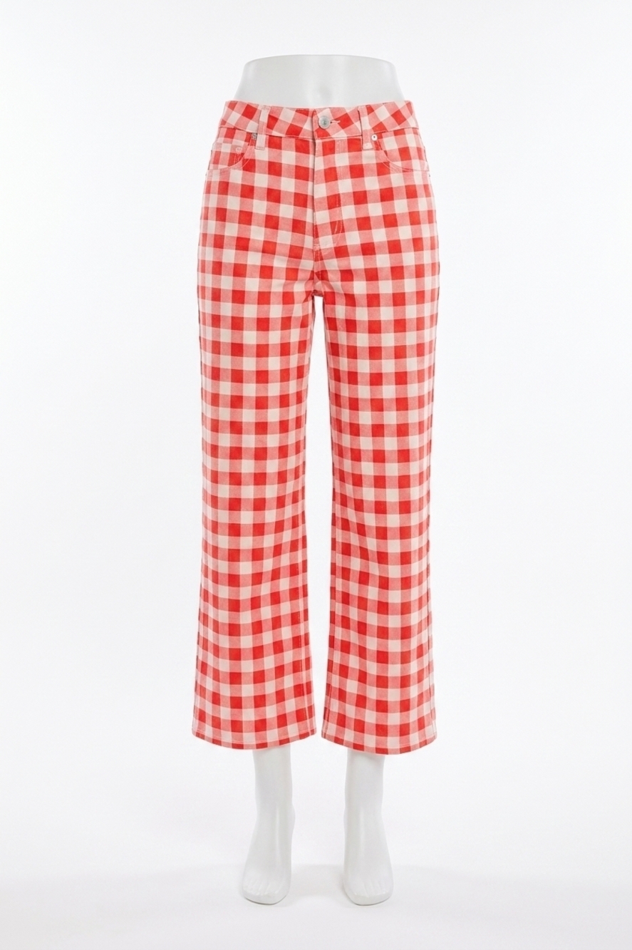 NEW RAILS getty crop wide leg pant in tomato gingham